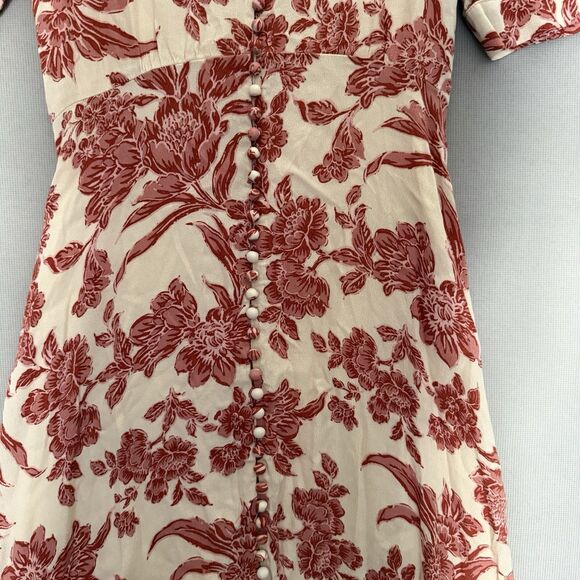 Bohme Tiered Button Midi Dress XS Boho Prairie Short Sleeve Cottagecore Feminine - Picture 8 of 16